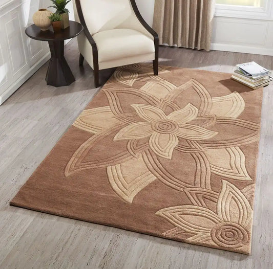 Hand Tufted Floral Design Wool Carpet