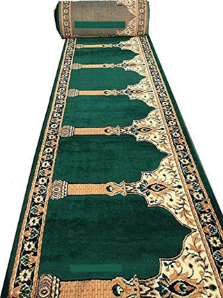Noor Green Janamaz Carpet for Masjid and Mosque Prayer Mat– Soft and Comfortable