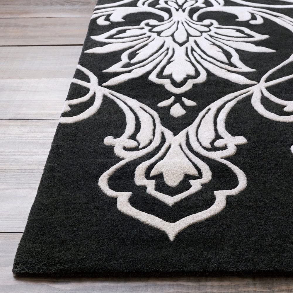 Black & White Flower Design Premium Hand Tufted Carpet