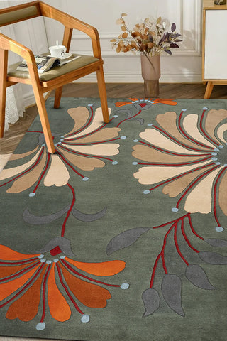 Batik Floral Hand Tufted Carpet & Rug