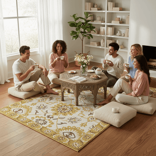 Sapphire Golden Blooms Premium Hand Tufted Carpet