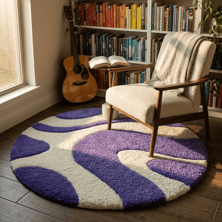 Chevron Round Hand Tufted Carpet
