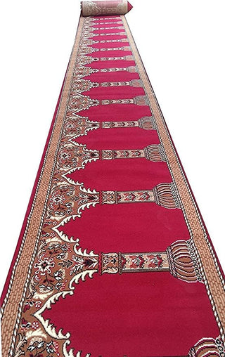 Fajr Red Janamaz Carpet for Masjid and Mosque Prayer Mat– Soft and Comfortable