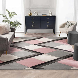 Geometric Pink Hand Tufted Carpet