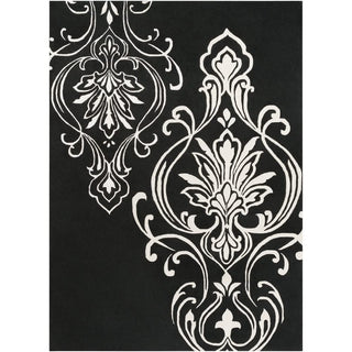 Black & White Flower Design Premium Hand Tufted Carpet