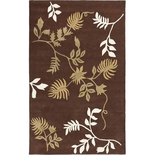 Chocolate Leafy Hand Tufted Carpet