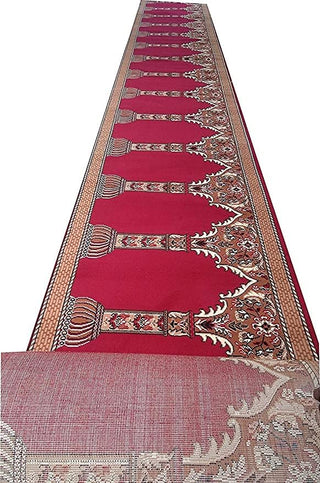Fajr Red Janamaz Carpet for Masjid and Mosque Prayer Mat– Soft and Comfortable