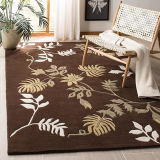 Chocolate Leafy Pattern Hand Tufted Carpet