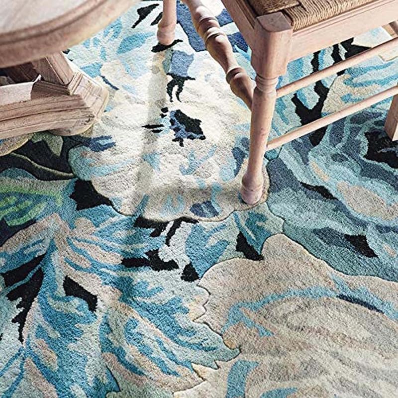 Greenish Color Pattern Hand Tufted Carpet