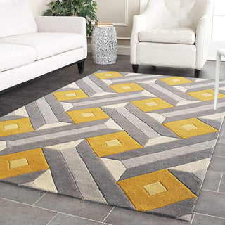 Hand Tufted Modern Design Wool Carpet for Living Room, Bedroom, Drawing Room and Hall  -gray floral