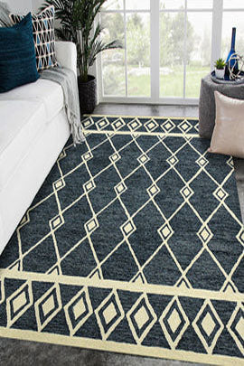 Navy Diamond Cut Premium Hand Tufted Carpet