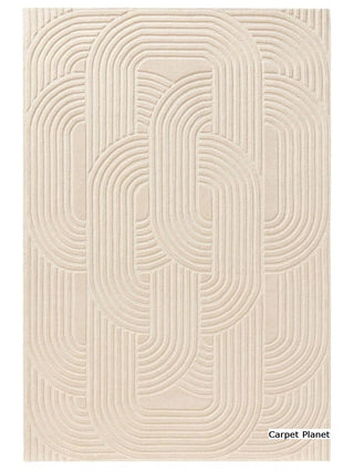 Premium quality Modern Abstract Ivory Combed Curves Hand Tufted Rug