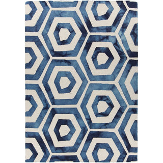 Carpet Planet Elvo Blue Color Pattern Blue Premium Hand Tufted Carpet