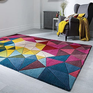 Hand Tufted Modern Design Wool Carpet for Living Room, Bedroom, Drawing Room and Hall  - Multicolur trellis