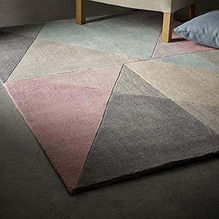 Hand Tufted Modern Design Wool Carpet for Living Room, Bedroom, Drawing Room and Hall  - grey & pink trellis