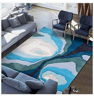 Hand Tufted Modern Design Wool Carpet for Living Room, Bedroom, Drawing Room and Hall  - Blue ocean traditional