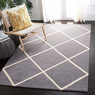 Hand Tufted Modern Design Wool Carpet for Living Room, Bedroom, Drawing Room and Hall  - grey trellis