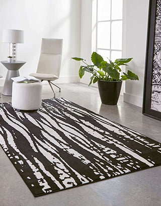 Hand Tufted Modern Design Wool Carpet for Living Room, Bedroom, Drawing Room and Hall  - Black And White strips