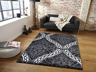 Hand Tufted Modern Design Wool Carpet for Living Room, Bedroom, Drawing Room and Hall  - Black And Gey