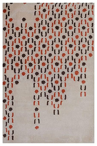 Hand Tufted Modern Design Wool Carpet for Living Room, Bedroom, Drawing Room and Hall  -ivory -red