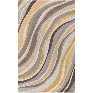 Hand Tufted Modern Design Wool Carpet for Living Room, Bedroom, Drawing Room and Hall  - Brown & Beige wavy