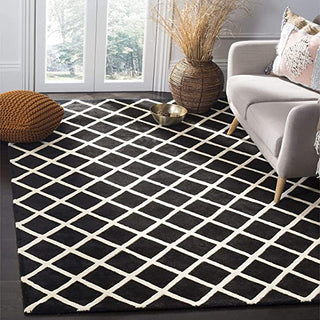 Hand Tufted Modern Design Wool Carpet for Living Room, Bedroom, Drawing Room and Hall  -black trellis