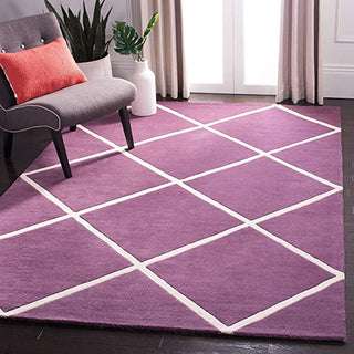 Hand Tufted Modern Design Wool Carpet for Living Room, Bedroom, Drawing Room and Hall  -purple trellis