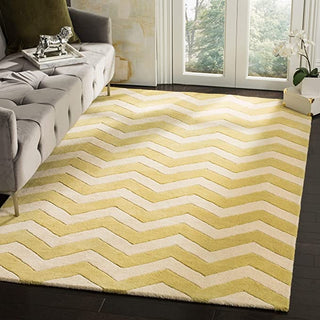 Hand Tufted Modern Design Wool Carpet for Living Room, Bedroom, Drawing Room and Hall  - Yellow & ivory