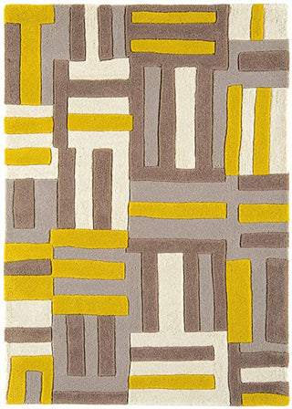 Hand Tufted Modern Design Wool Carpet for Living Room, Bedroom, Drawing Room and Hall  - Brown & yellow strips