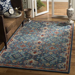 Hand Tufted Modern Design Wool Carpet for Living Room, Bedroom, Drawing Room and Hall  - Blue Multicolour traditional