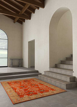 Hand Tufted Modern Design Wool Carpet for Living Room, Bedroom, Drawing Room and Hall  -Orange rust