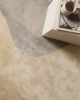 Hand Tufted Modern Design Silk (Viscose) Carpet for Living Room, Bedroom, Drawing Room and Hall  - Beige grey paisley